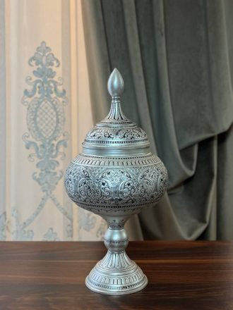 گز خوری قلمزنی 25 آبکاری نقره مات(پتینه) سیاه قلم لوتوس